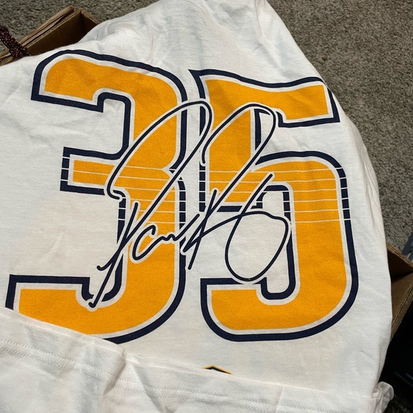 Predators‎ T-shirt NFL Mens Hockey T-shirt XL Pekke Rinne white and yellow NWOT - Picture 2 of 4